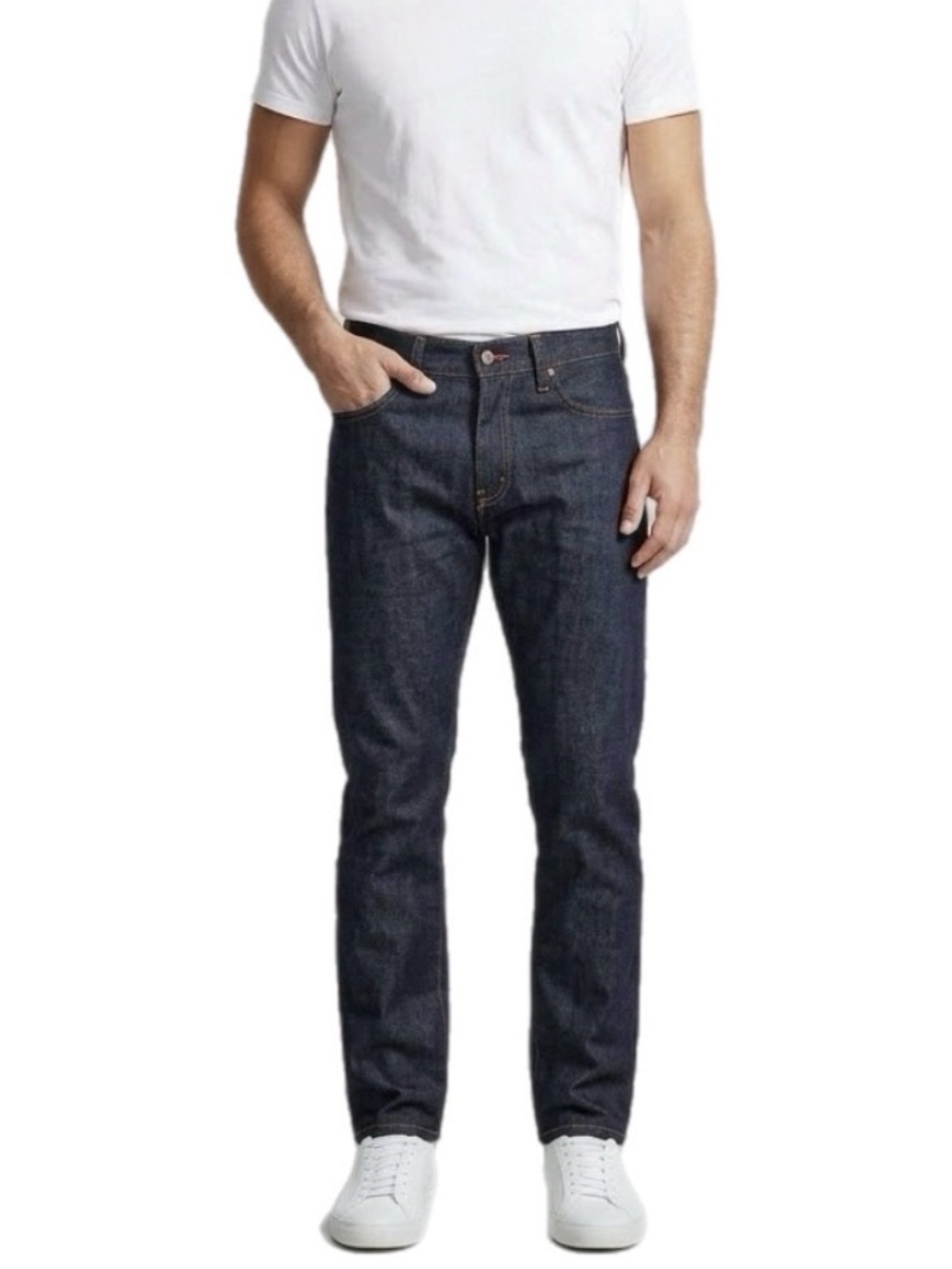 NWOT 32 x 34 UNIQLO 98% Cotton Slim Fit Straight Men's Blue Denim Jeans Casual